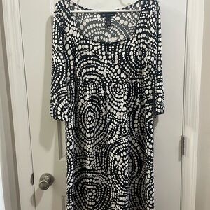 INC International Concepts Black and White 3/4 Sleeve Dress